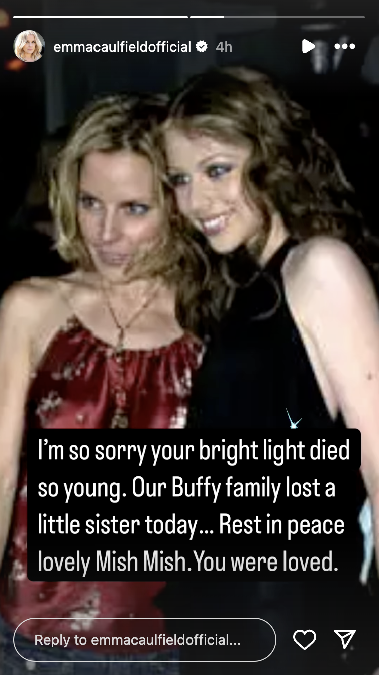 Emma Caulfield shares a touching message to Michelle Trachtenberg following her death, posted on February 26, 2025. | Source :Instagram/emmacaulfieldofficial