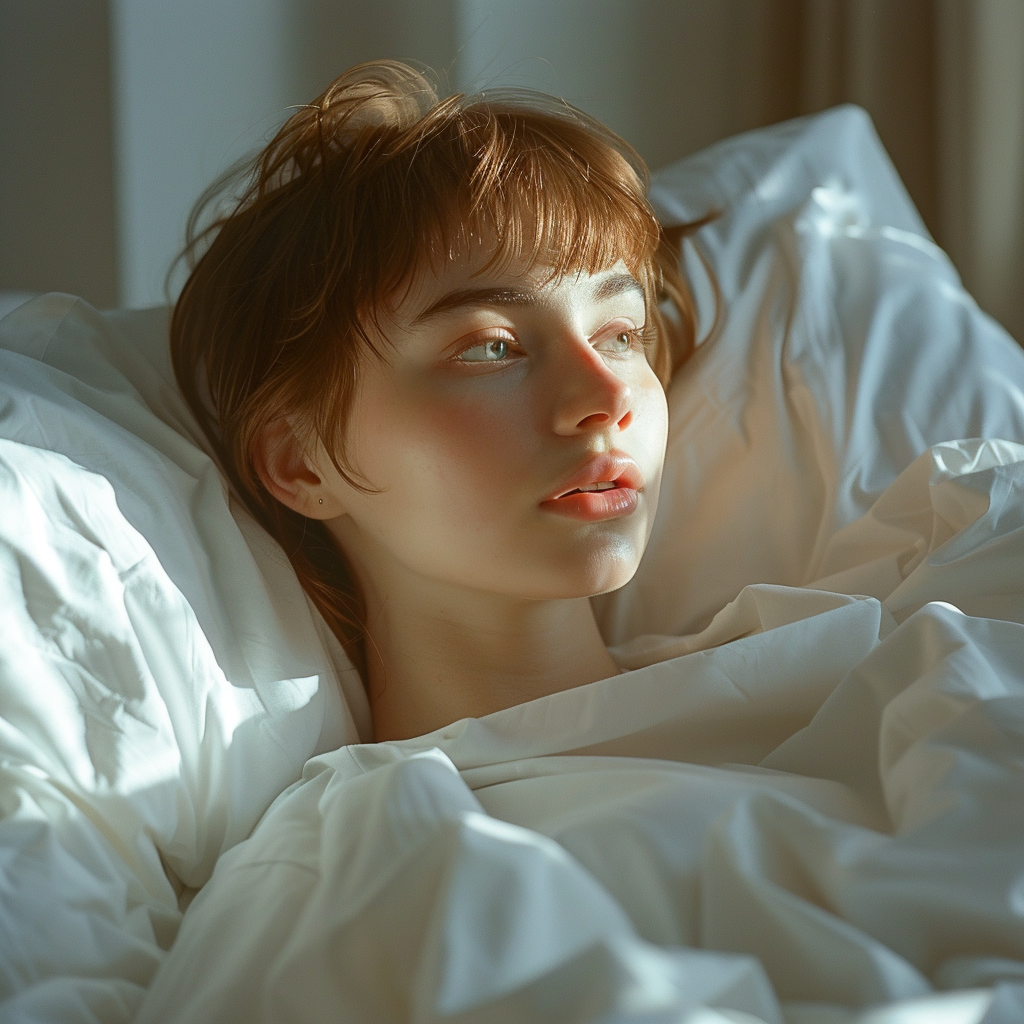 A woman wakes up in the hospital | Source: Midjourney