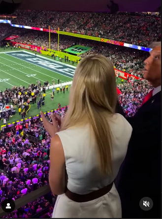 Ivanka Trump and President Donald Trump clapping during this year's Super Bowl, posted on February 10, 2025. | Source: Instagram/potus