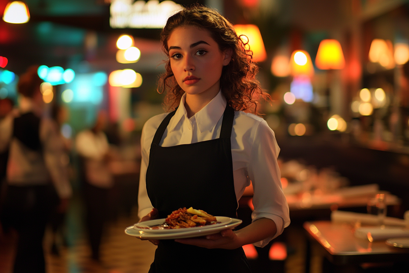 Woman waitressing in a restaurant | Source: Midjourney