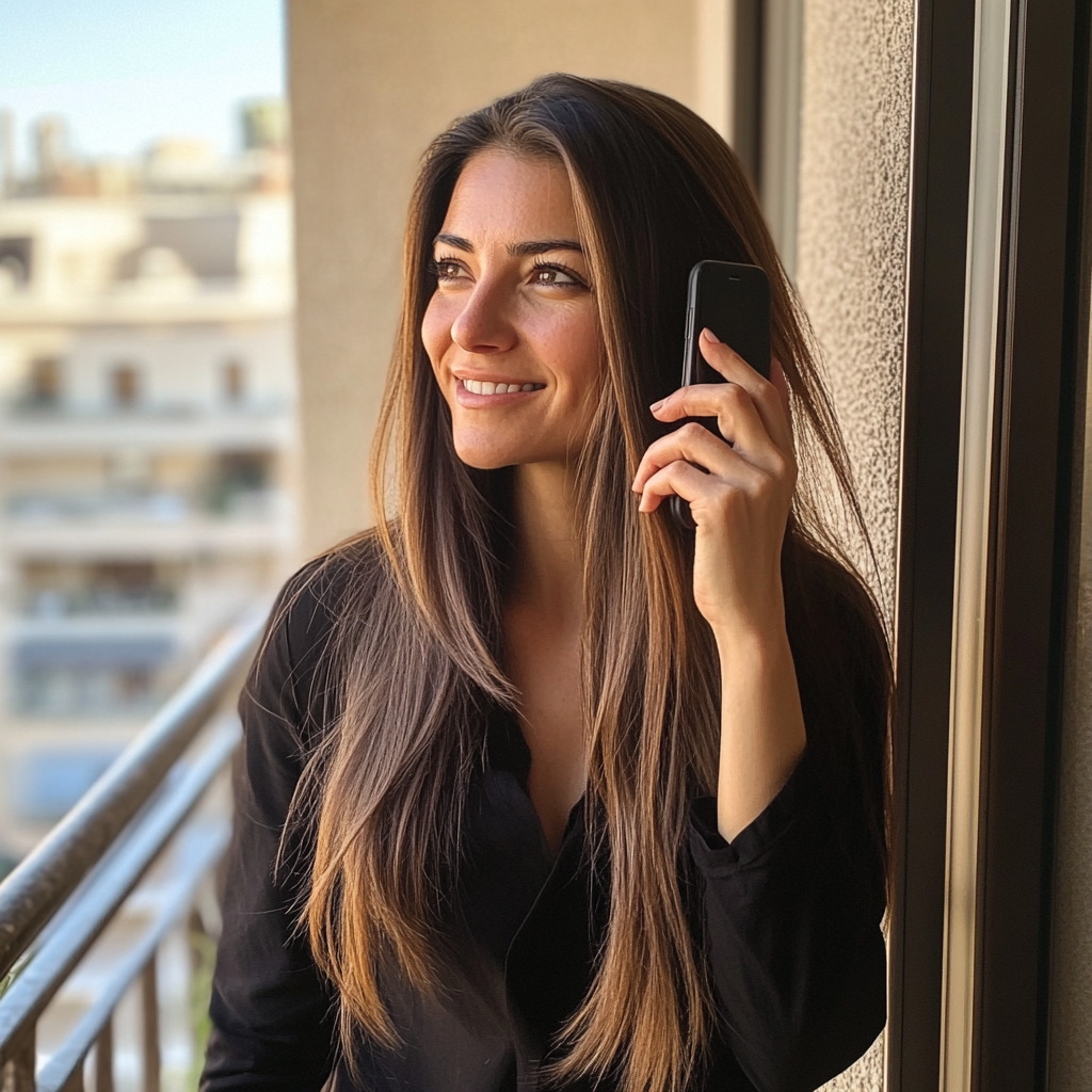 A woman talking on a phone | Source: Midjourney