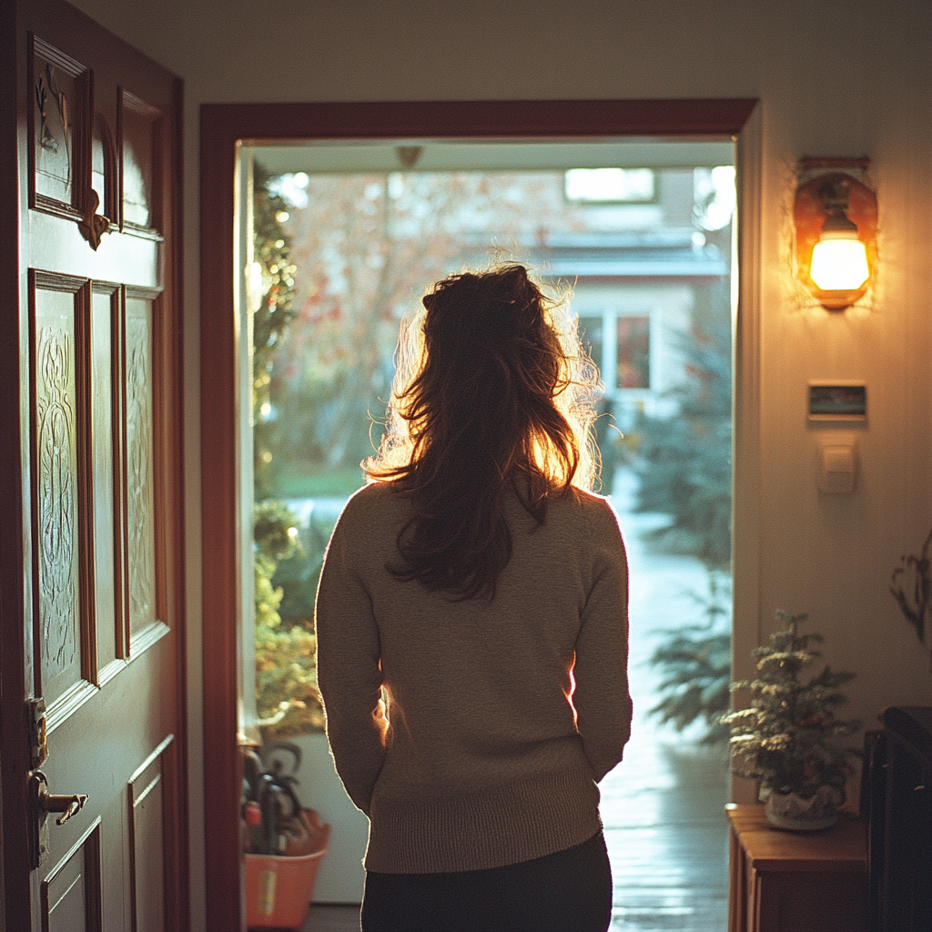 An upset woman leaving | Source: Midjourney