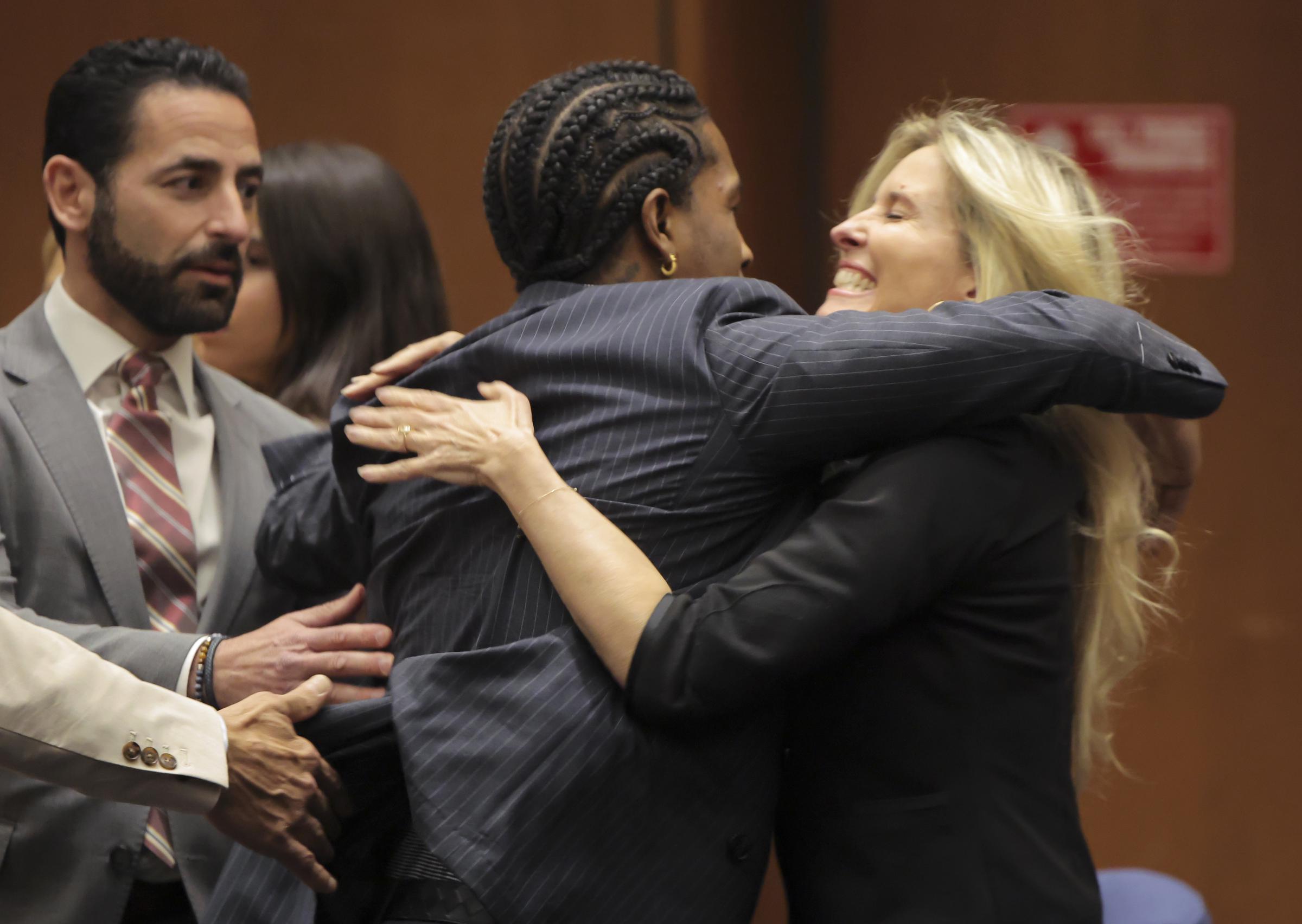 Rakim Mayers, aka A$AP Rocky, reacts in court as the verdict is given in his felony assault trial at Clara Shortridge Foltz Criminal Justice Center on February 18, 2025, in Los Angeles, California | Source: Getty Images