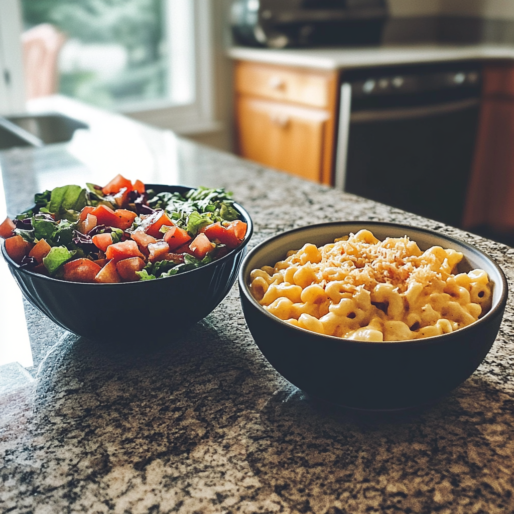 Bowls of food on a counter | Source: Midjourney