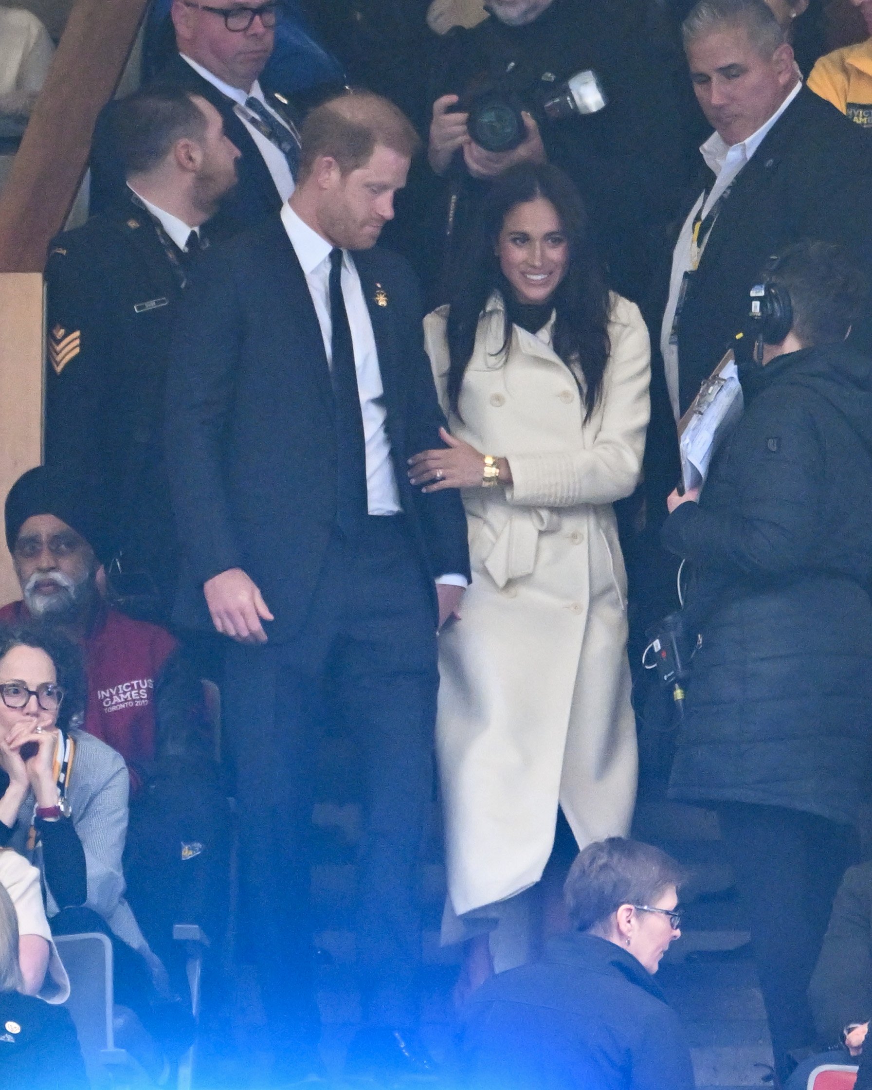 Prince Harry and Meghan Markle during the opening ceremony of the 2025 Invictus Games at BC Place on February 8, 2025, in Vancouver, British Columbia | Source: Getty Images