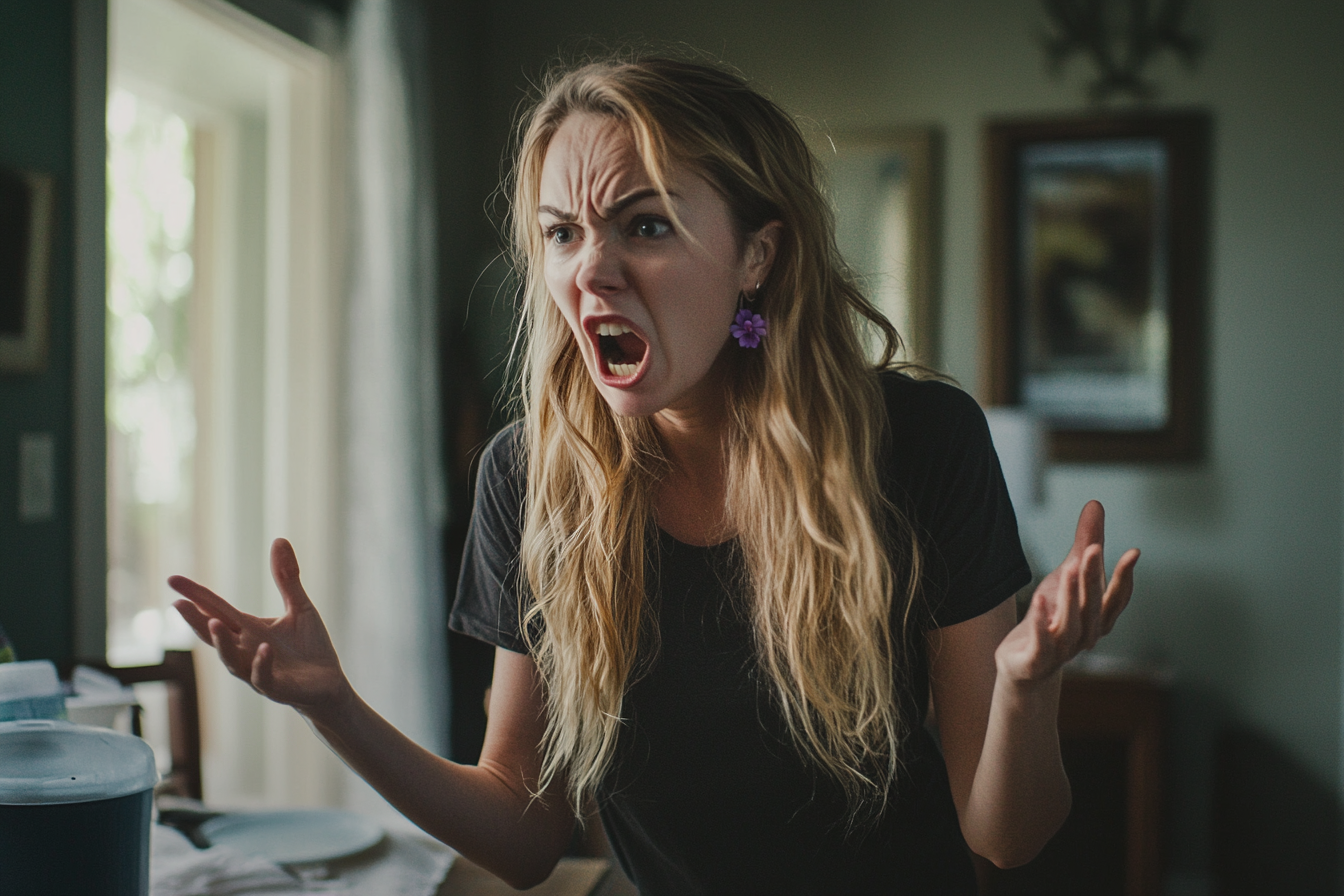 A woman yelling and gesturing with her hands | Source: Midjourney