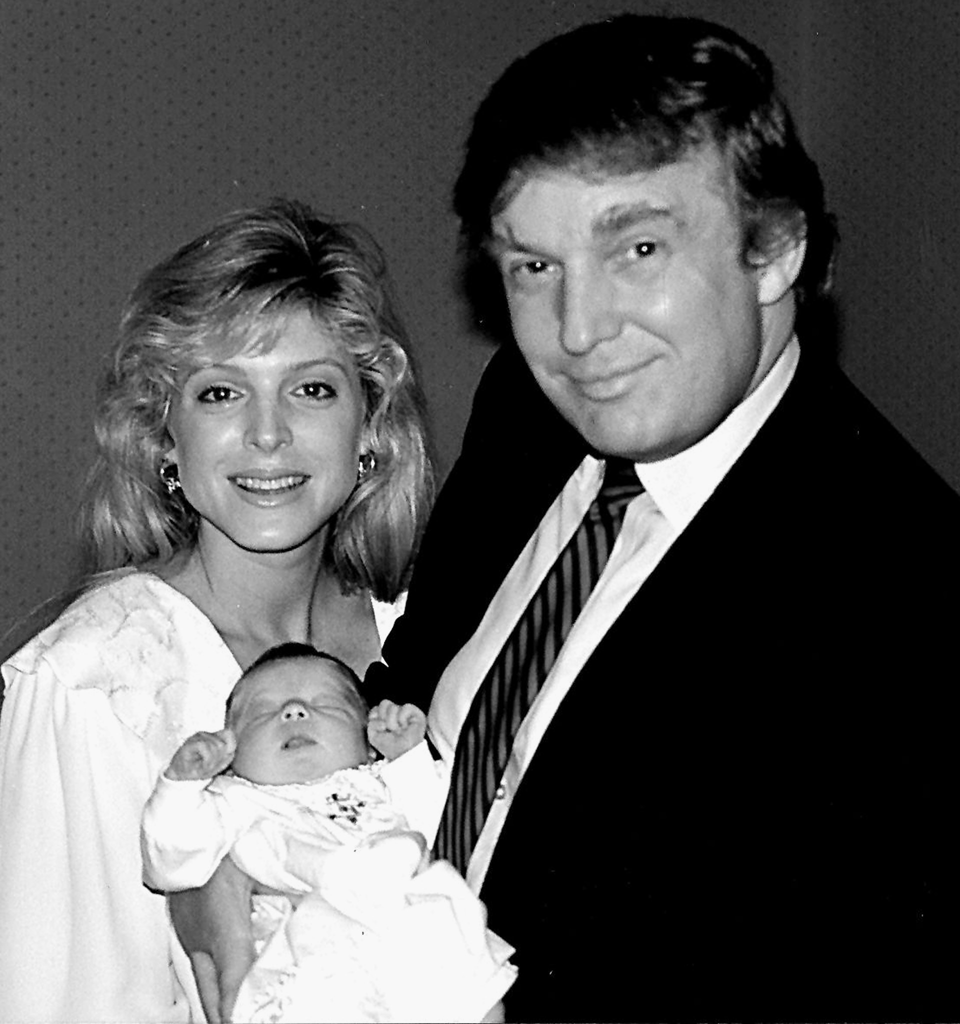 Marla Maples and Donald Trump photographed with their newborn daughter in 1993. | Source: Getty Images