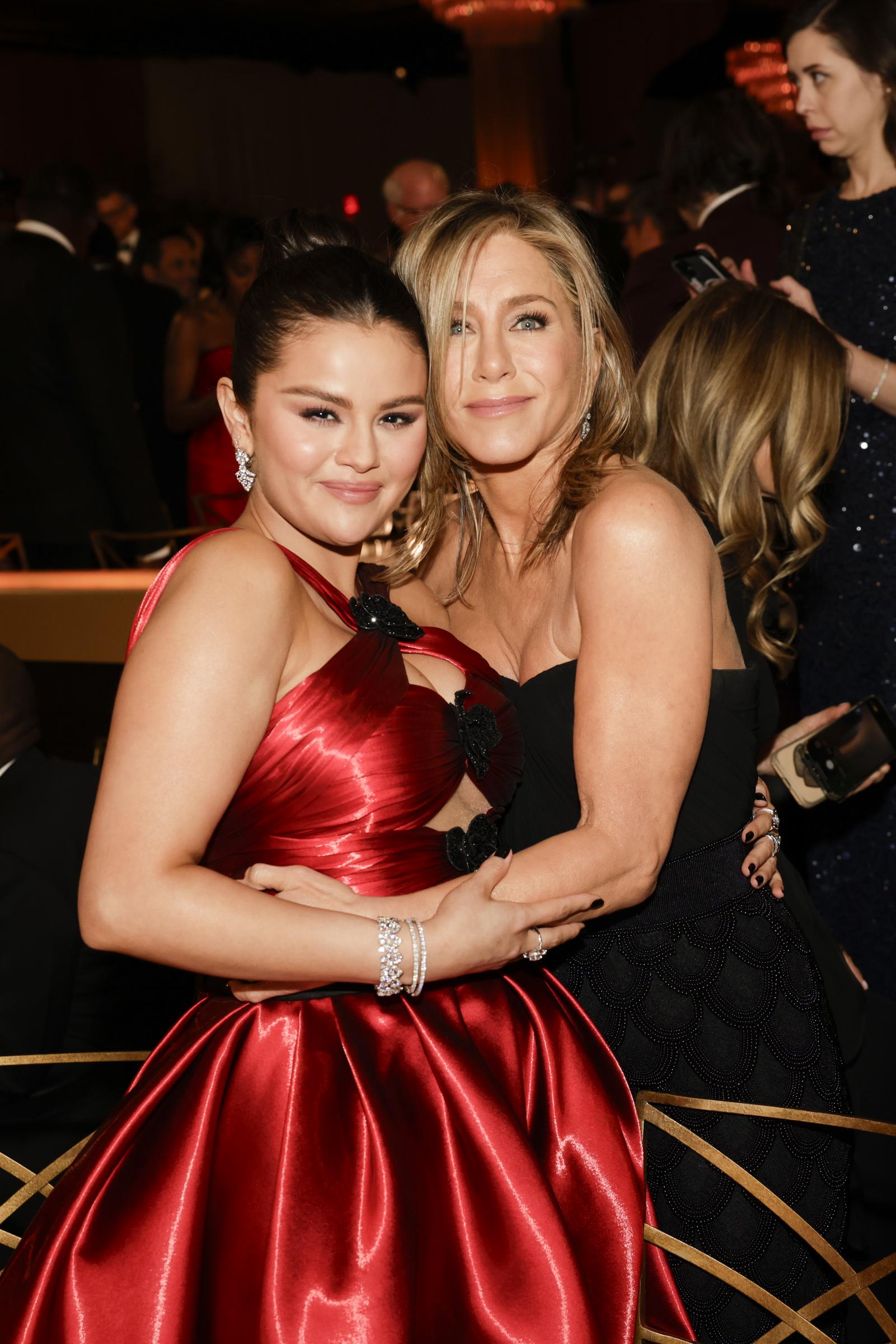 Selena Gomez and Jennifer Aniston in Beverly Hills, California, on January 7, 2024 | Source: Getty Images