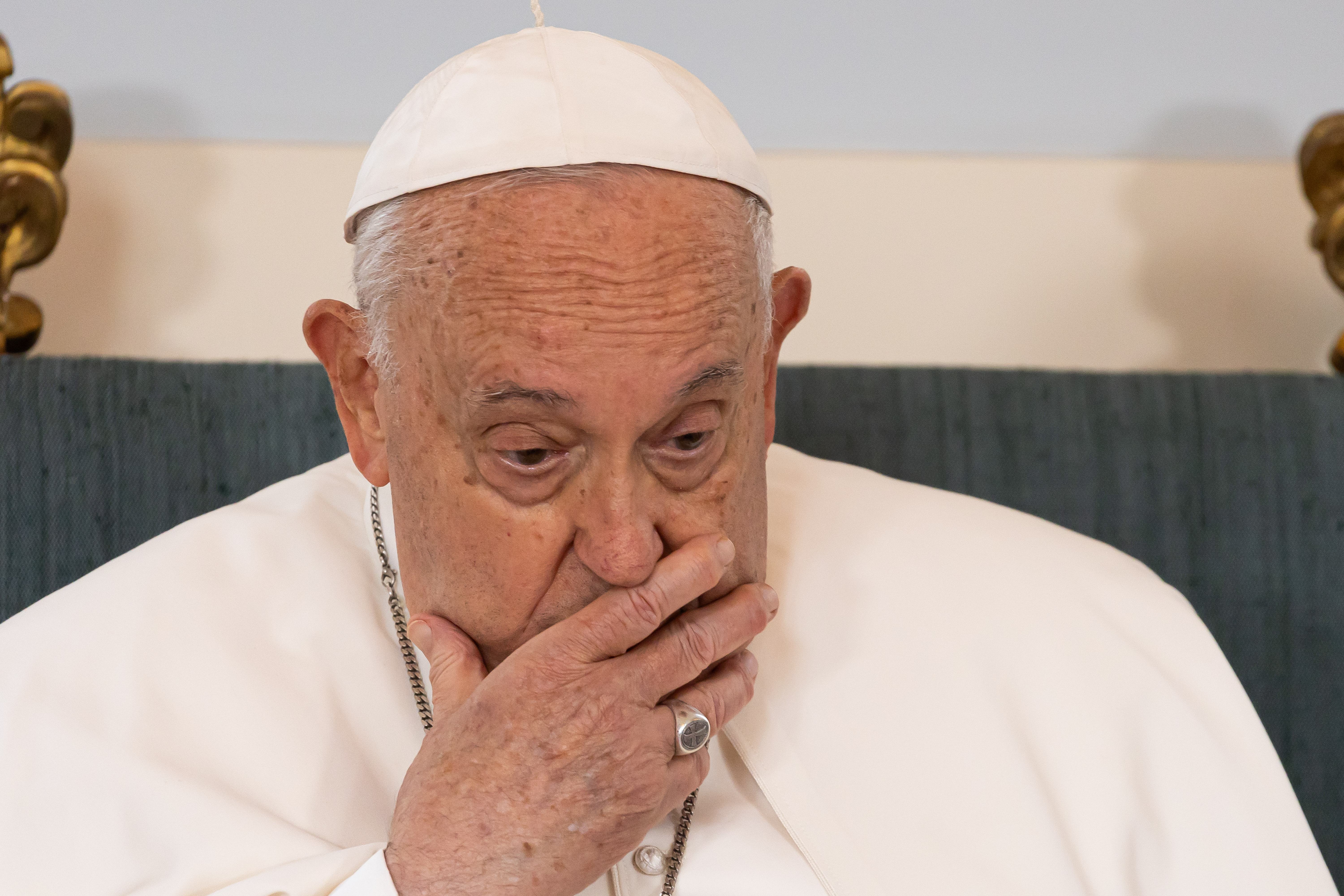 Pope Francis at Laeken Castle in Brussels, Belgium, on September 27, 2024. | Source: Getty Images