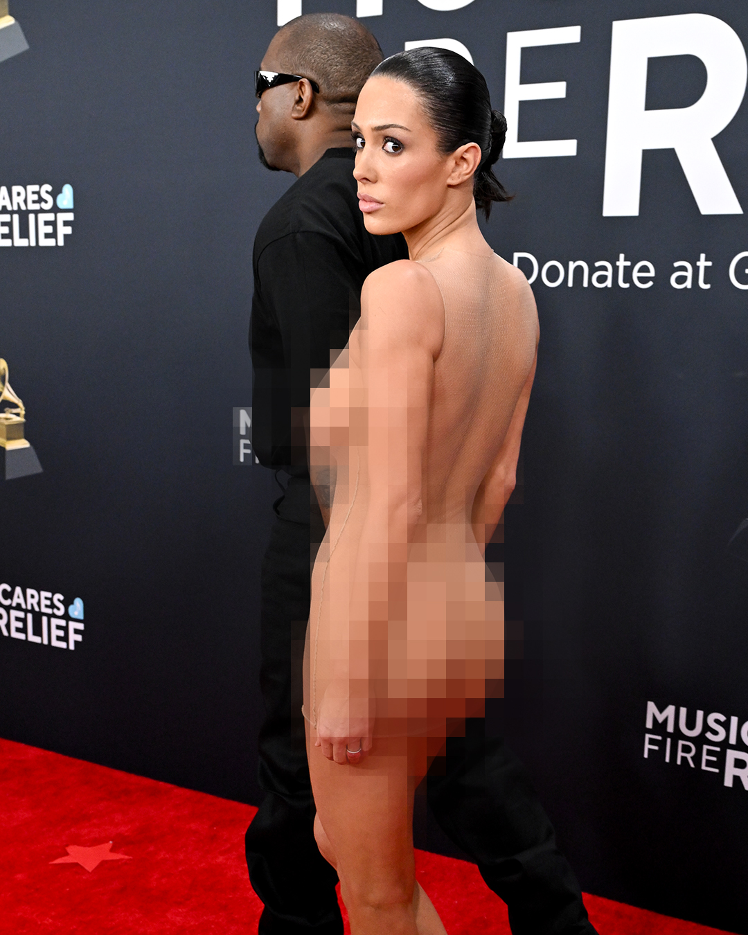 Kanye West and Bianca Censori at Crypto.com Arena on February 2, 2025 | Source: Getty Images