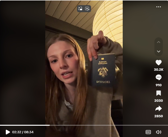 A screenshot of Hunter Schafer taken from a TikTok video dated February 22, 2025. | Source: TikTok/Hunter Schafer