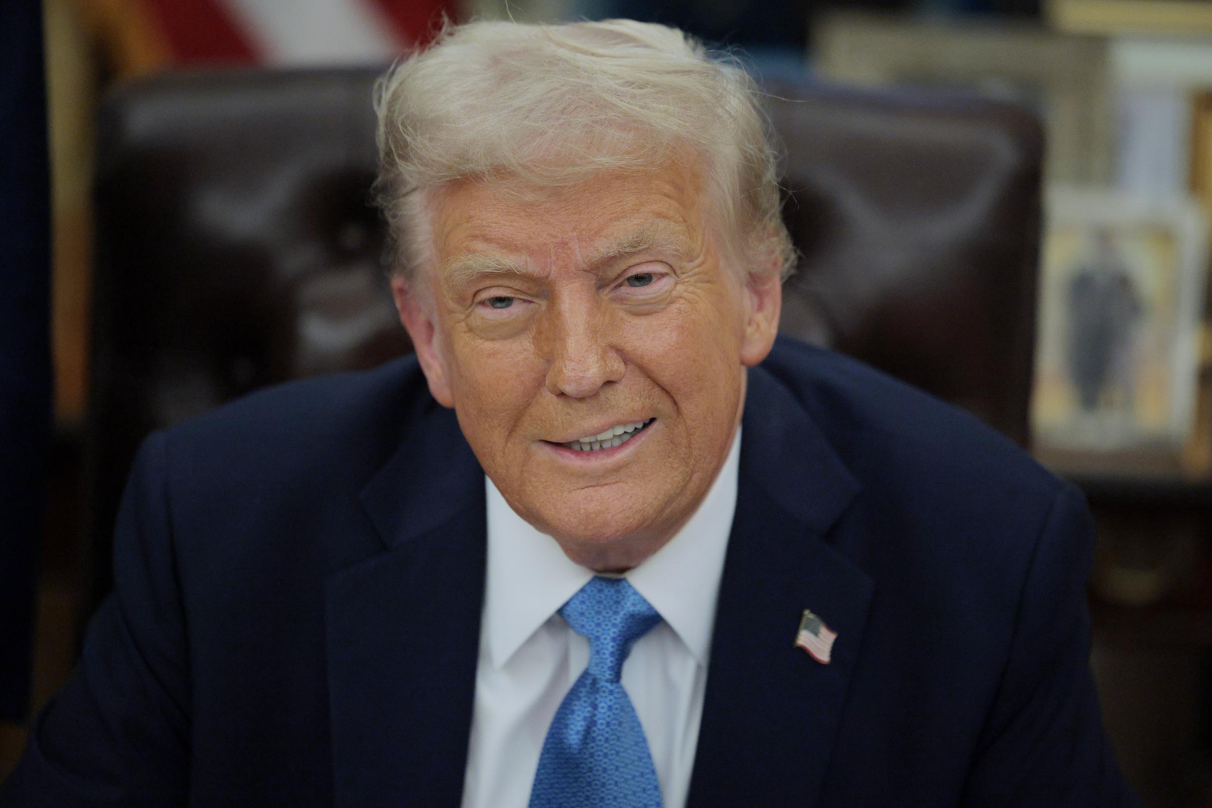 Donald Trump speaking to reporters. | Source: Getty Images