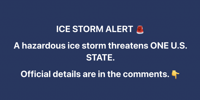 Hazardous Ice Storm Warning in Effect in One State