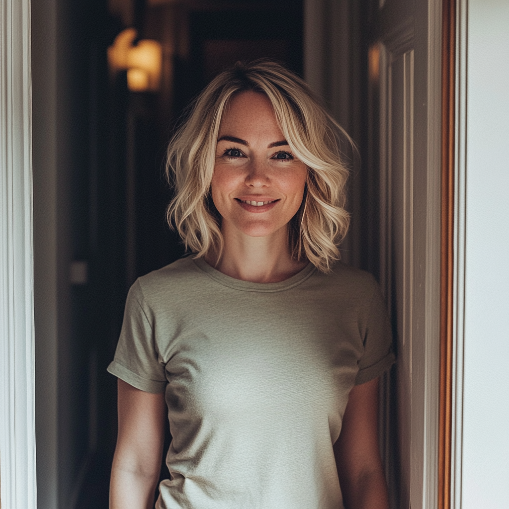 A woman standing in a doorway | Source: Midjourney