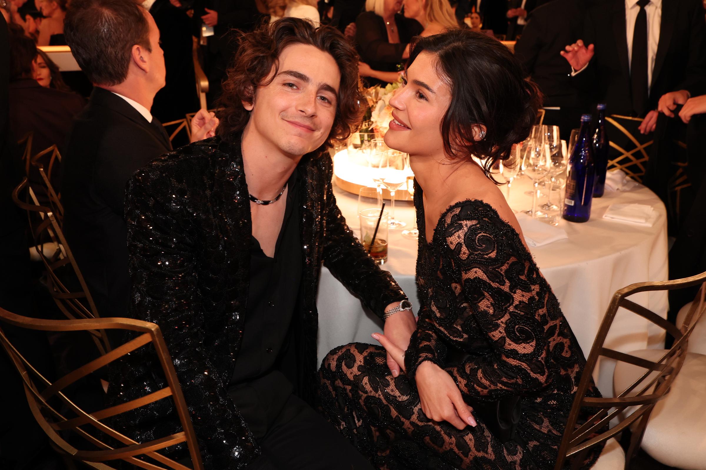 Timothée Chalamet and Kylie Jenner attend the 81st Golden Globe Awards on January 7, 2024 | Source: Getty Images