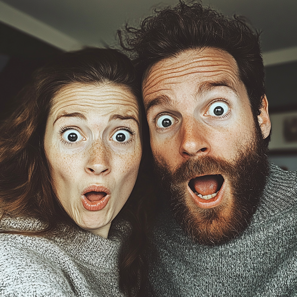 A close up of a shocked couple | Source: Midjourney