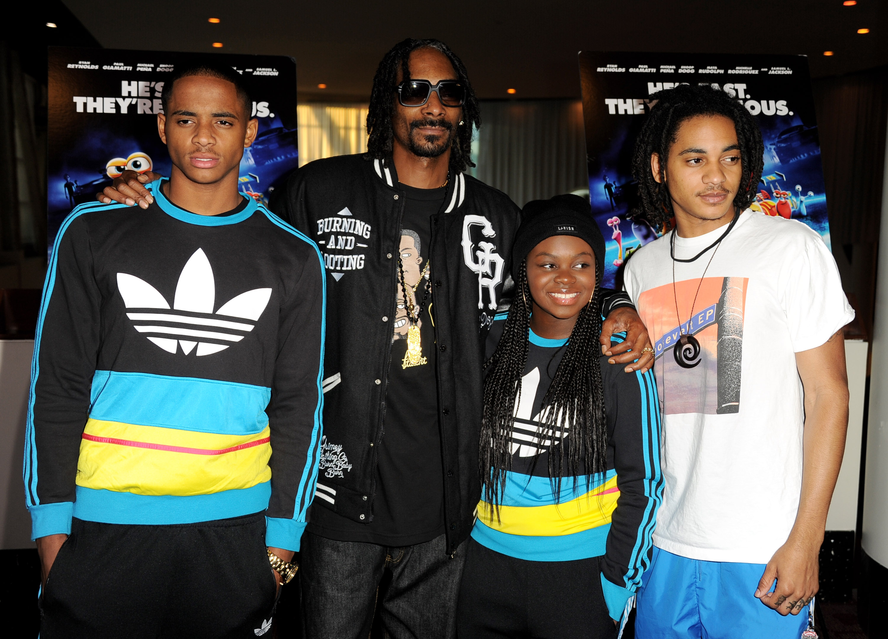 Cordell, Snoop Dogg, Cori, and Corde Broadus on July 16, 2013, in Los Angeles, California | Source: Getty Images