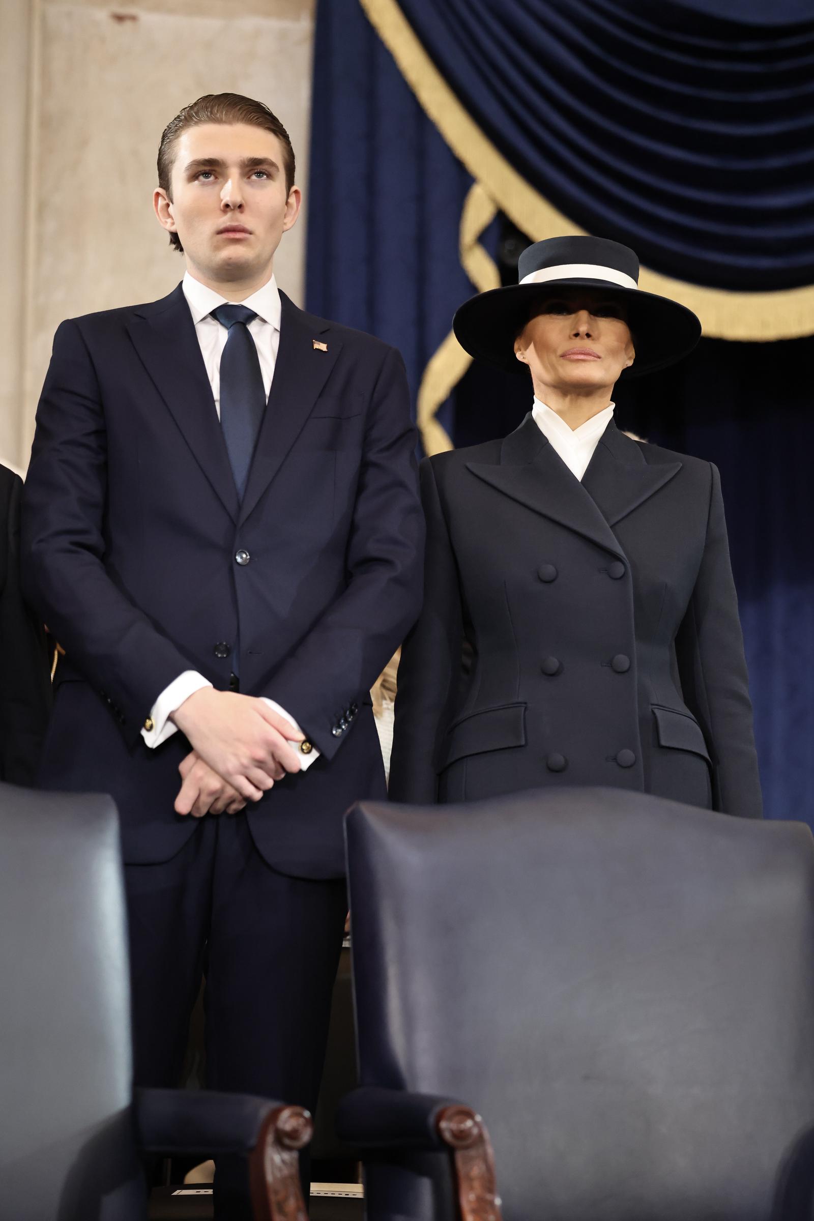 Barron Trump and Melania Trump on January 20, 2025 | Source: Getty Images