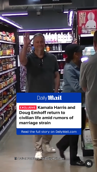 Doug Emhoff waving at the camera as Kamala Harris continues to shop. | Source: Instagram/dailymail