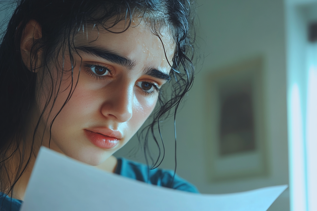 A woman reading a letter | Source: Midjourney