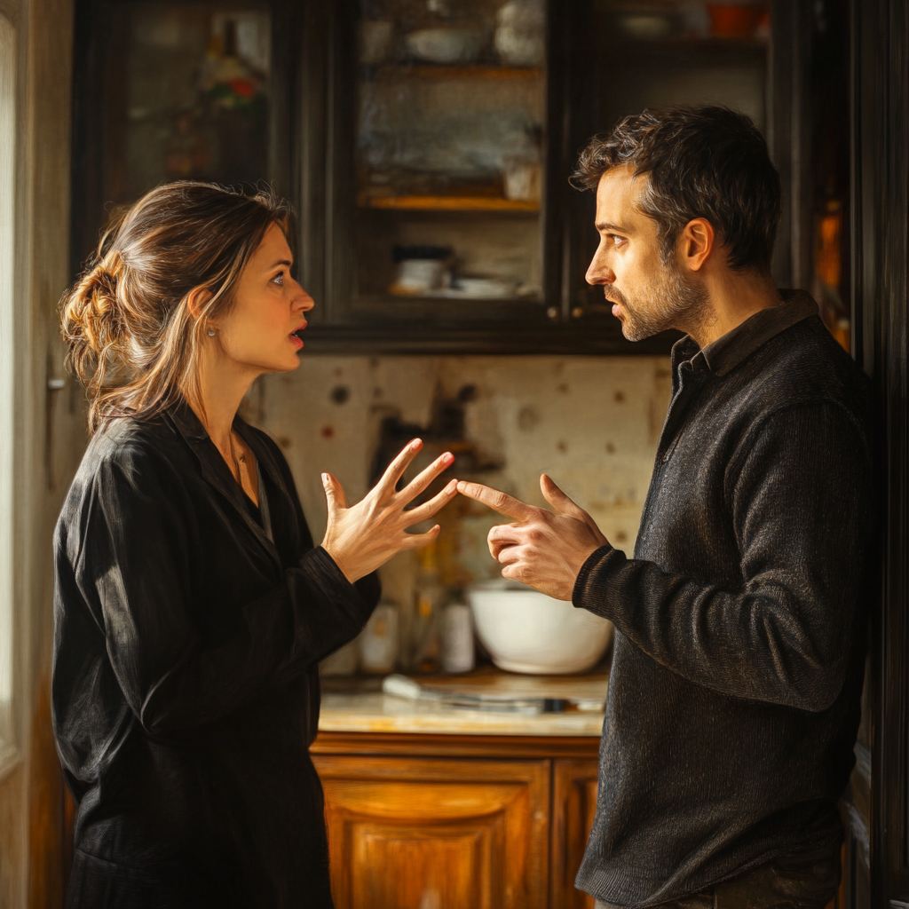 Man and woman arguing in the kitchen | Source: Midjourney