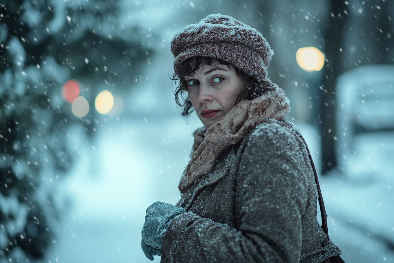 A woman walking in the cold | Source: Midjourney