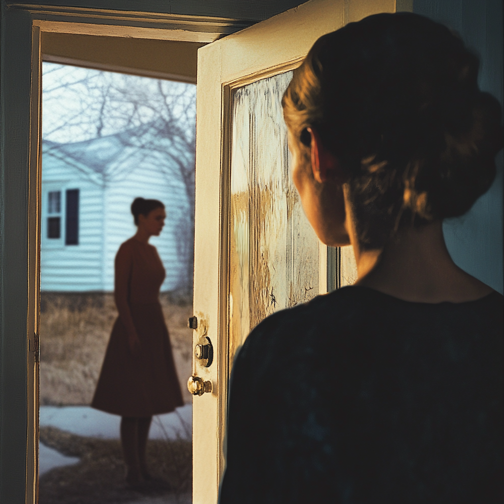 Woman watching another woman leave her home | Source: Midjourney