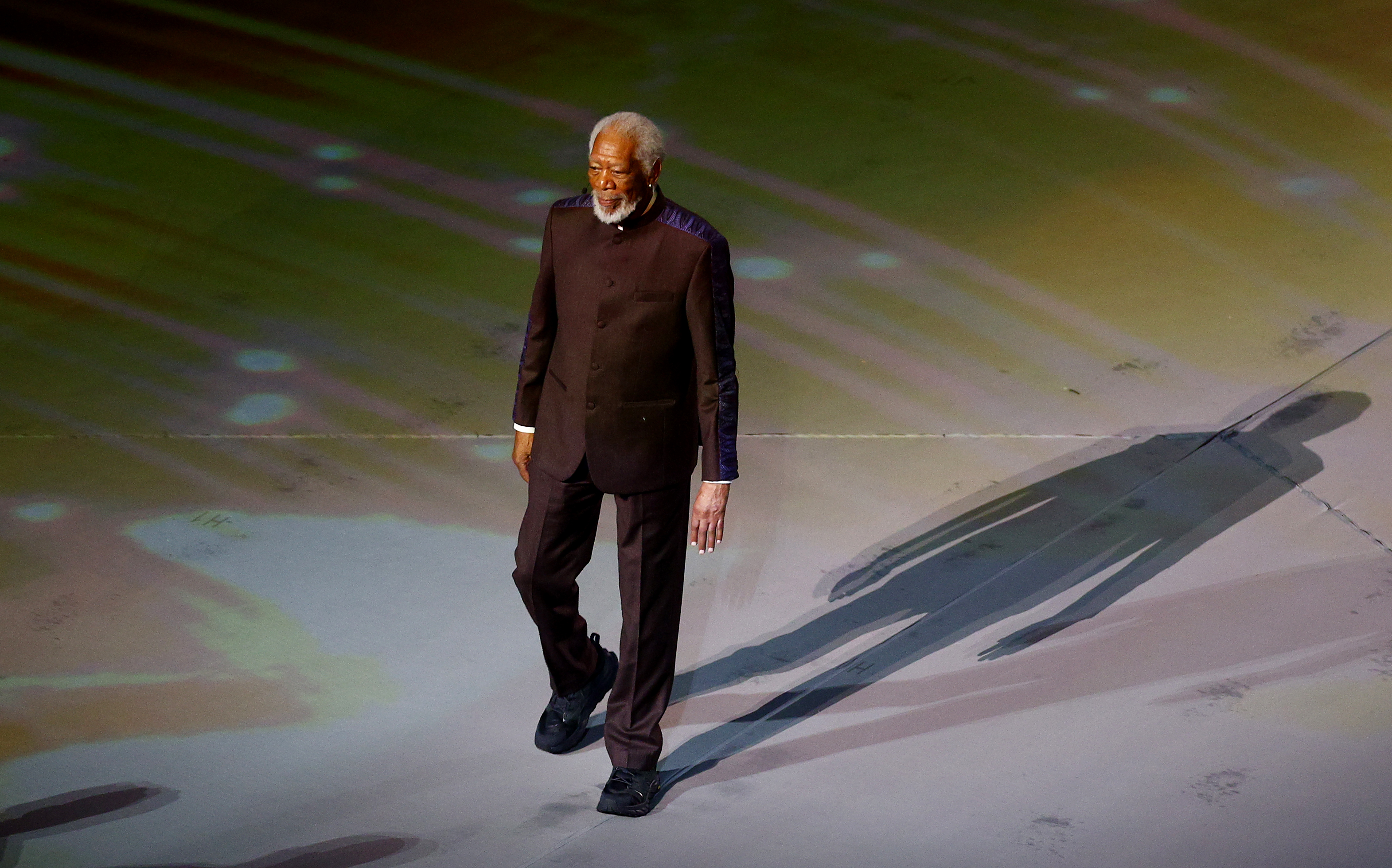 Morgan Freeman performs during the opening ceremony prior to the FIFA World Cup Qatar 2022 in Al Khor, Qatar. | Source: Getty Images