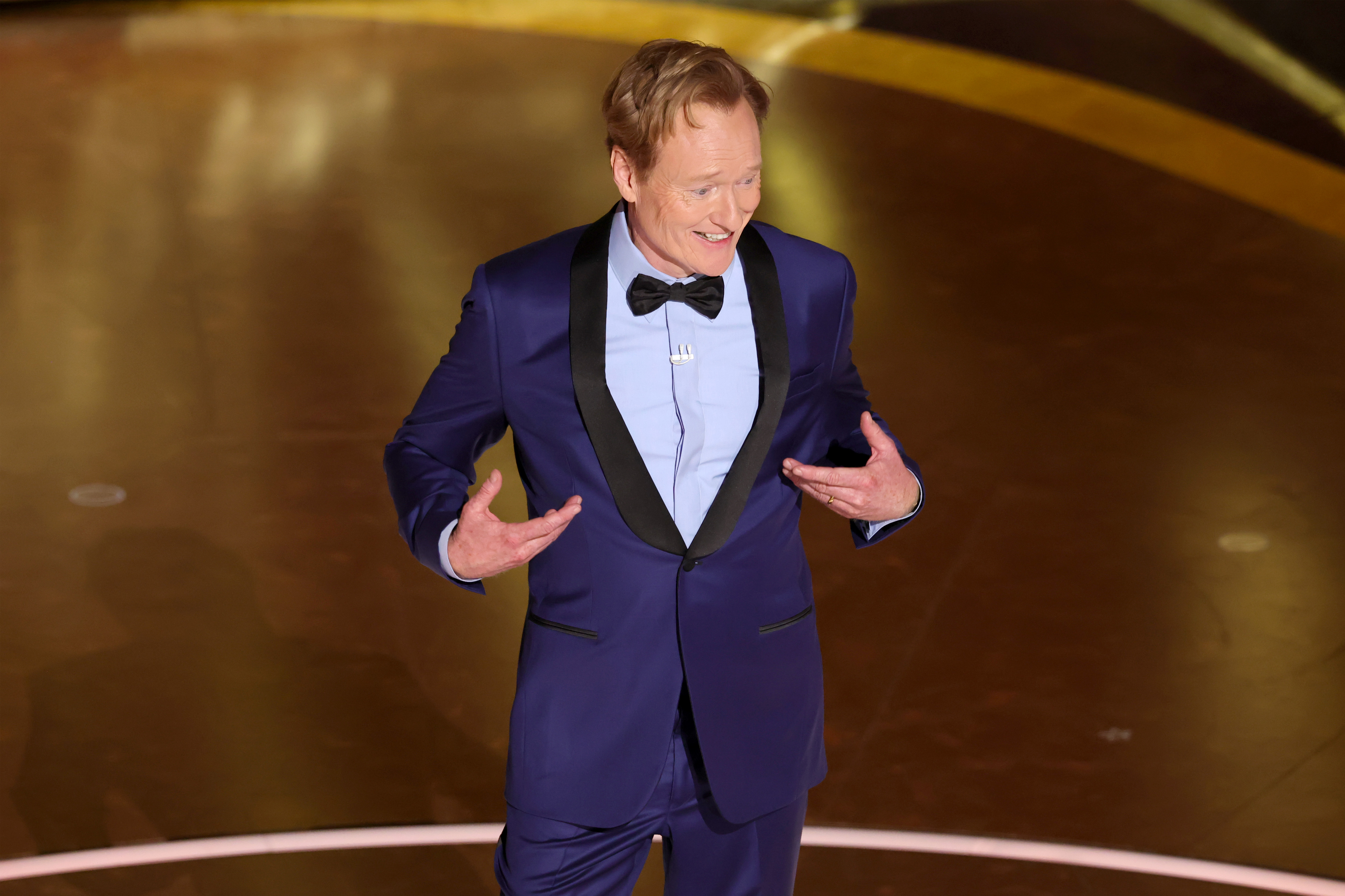 Conan O'Brien speaks onstage during the 97th Annual Oscars at Dolby Theatre in Hollywood, California, on March 2, 2025 | Source: Getty Images