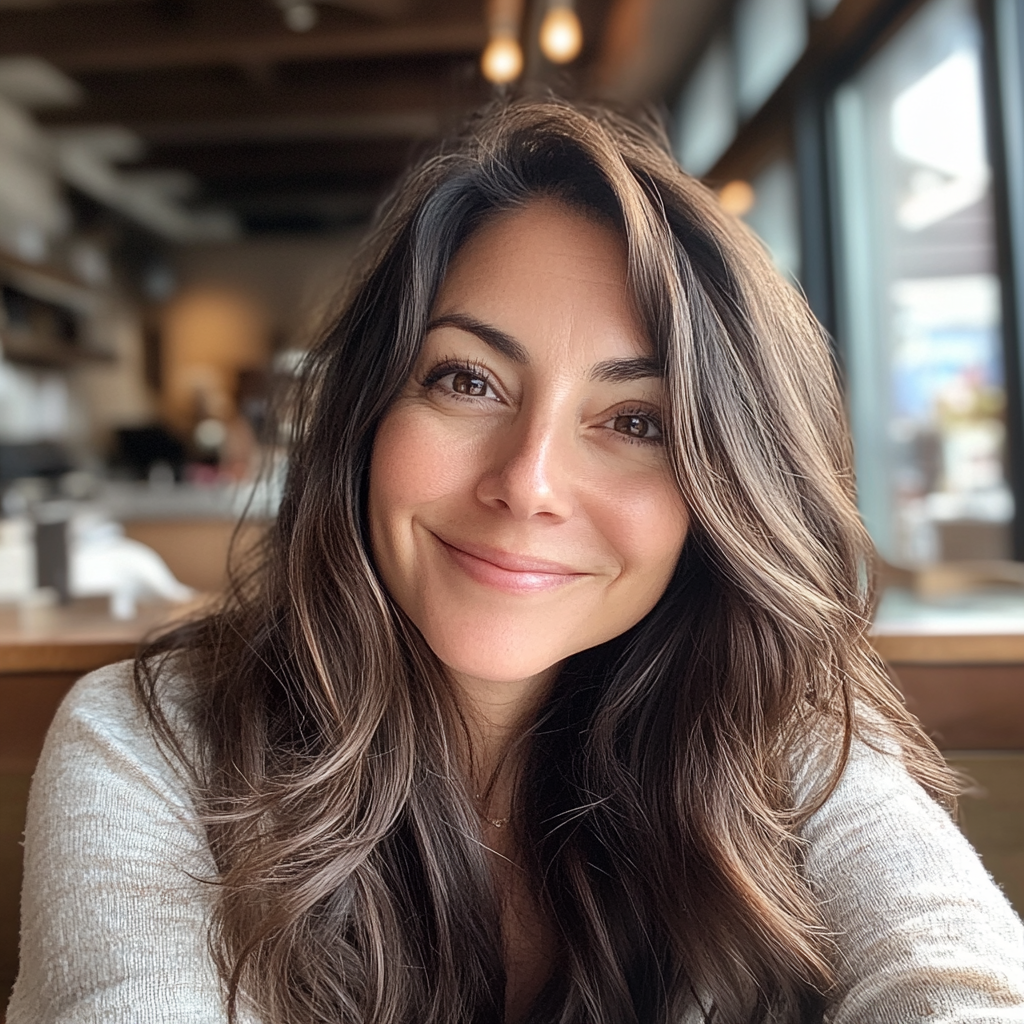 A woman sitting in a coffee shop | Source: Midjourney