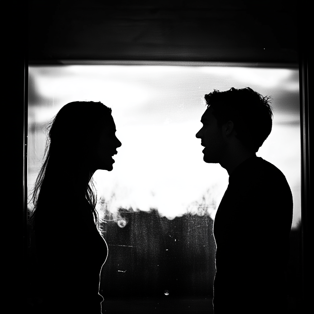 A silhouette of a couple in a heated argument | Source: Midjourney