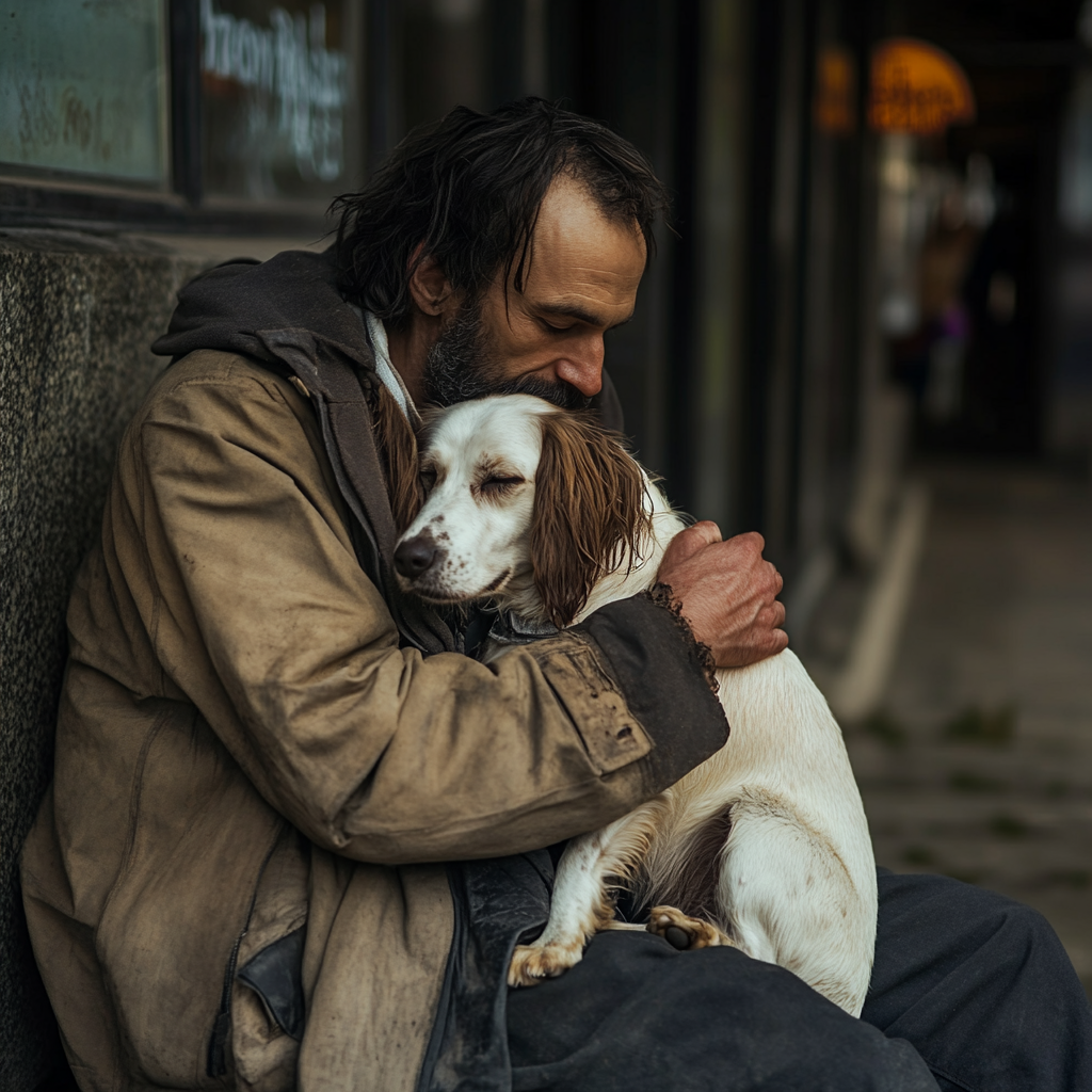 A man hugging his dog | Source: Midjourney