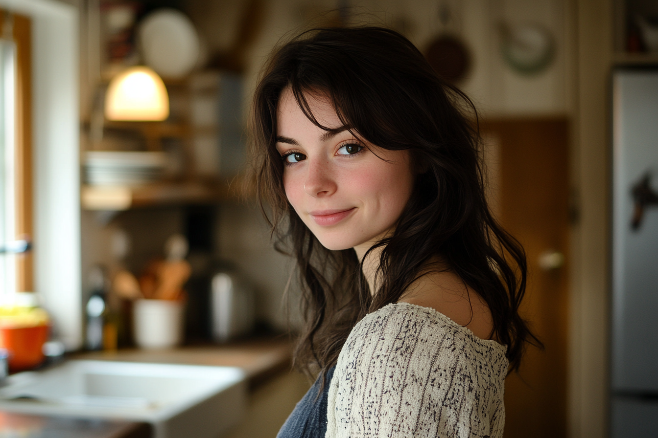 A smug woman in a kitchen | Source: Midjourney